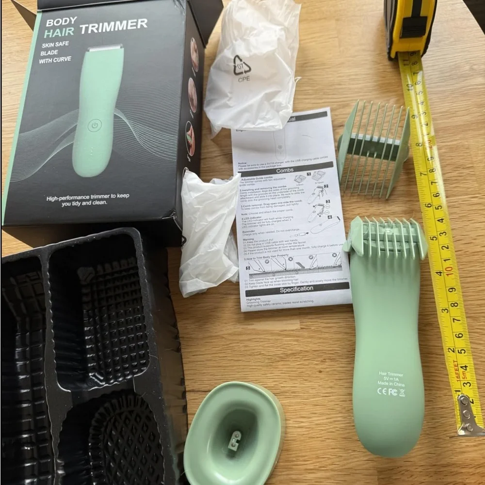 NEW! Hair Trimmer Electric Rechargeable Cordless Waterproof Attachments Green